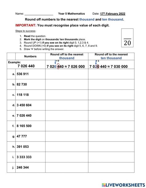 Rounding Off Numbers To The Nearest Thousand And Ten Thousand