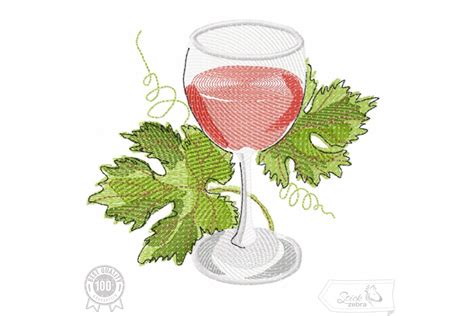 Wine Glas Embroidery Design Creative Fabrica