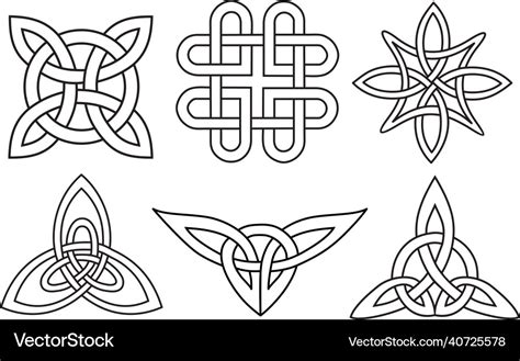 Medieval celtic knot tattoo set irish Royalty Free Vector