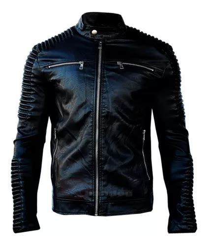 Campera Eco Cuero Hombre Entallada Moto Motoquera Slim Fit Importada