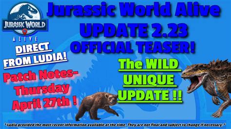 Official Update 223 Early Teaser Jurassic World Alive Release