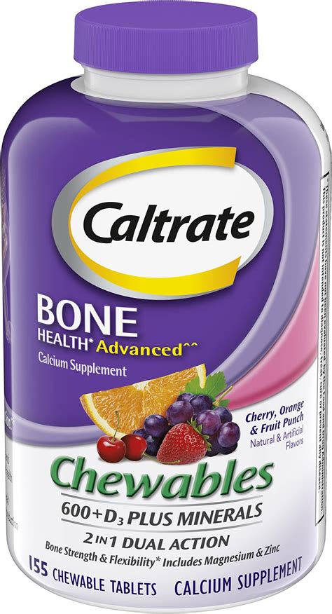 Caltrate Calcium And Vitamin D3 Supplement 600 D3 Plus Minerals Chewable Tablet 600mg