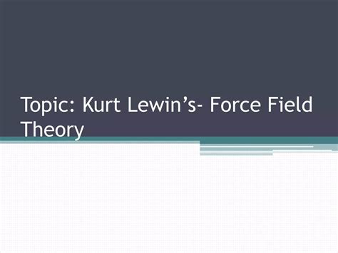 Kurt Lewins Force Field Theory Ppt