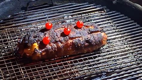 Pork Loin Wrapped In Bacon And Filled With Pineapple 🍍on The Weber Kettle Youtube