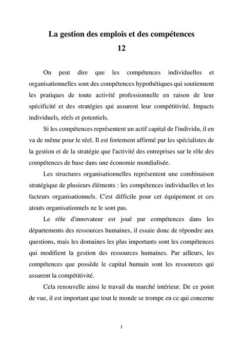 La Gestion Des Emplois Et Des Comp Tences La Gestion Des