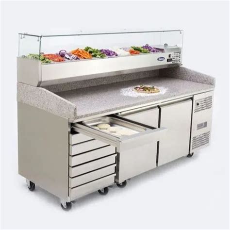 Grey Stainless Steel Pizza Make Line Refrigerator V At In