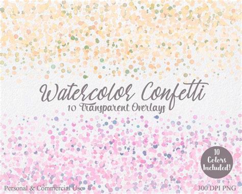 WATERCOLOR CONFETTI BORDER Clipart Commercial Use Clip Art - Etsy ...