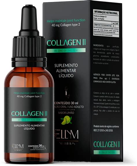 Colágeno Tipo 2 em Gotas Sublingual 40mg 30ml Sabor Limão Ellym