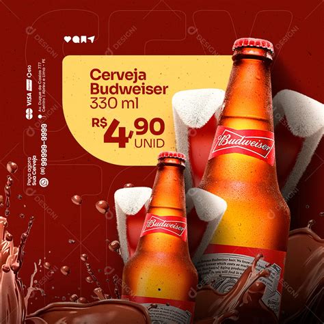 Cerveja Budweiser 4 90 Cervejaria Páscoa Social Media Psd Editável