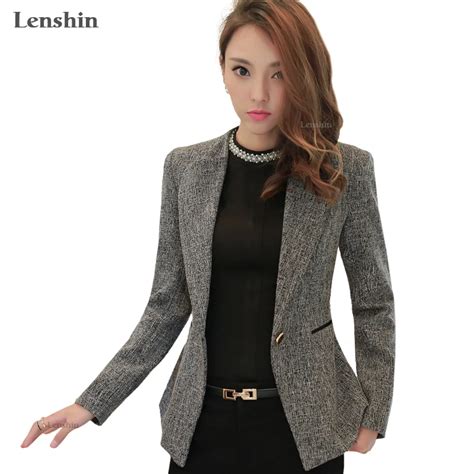 Soft Cotton Jacket Long Sleeve Notched Collar Coat Feminine Gray Women