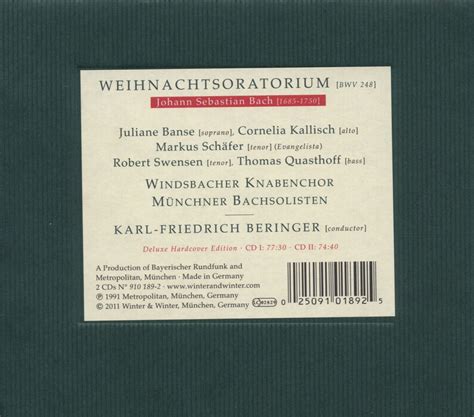 Johann Sebastian Bach Weihnachtsoratorium BWV 248 2 CDs Jpc