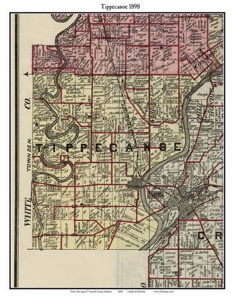 Tippecanoe 1898 Old Town Map With Homeowner Names Indiana Etsy