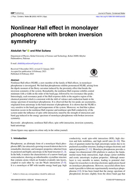 Nonlinear Hall Effect In Monolayer Phosphorene With Broken Inversion