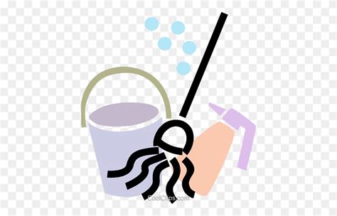 Mop And Pail With Household Cleaner Royalty Free Vector Clip Art Mop