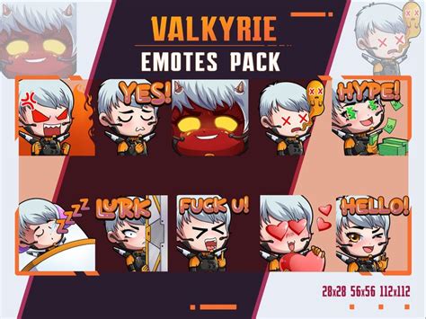 Valkyrie Apex Legends Emotes Twitch Emote Pack Streamer Emotes