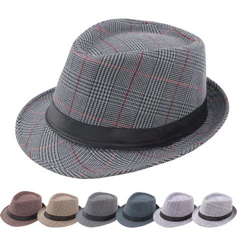 Buy 2018 England Retro Mens Fedoras Top Jazz Plaid