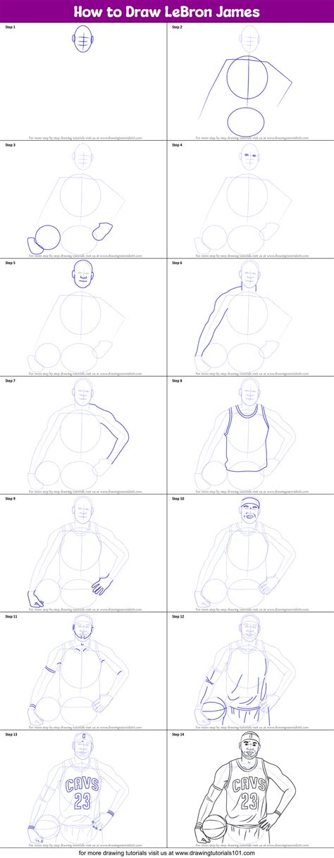 How to Draw LeBron James printable step by step drawing sheet ...