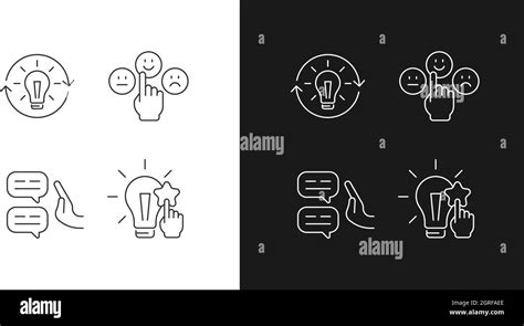 Logical And Rational Thinking Linear Icons Set For Dark And Light Mode