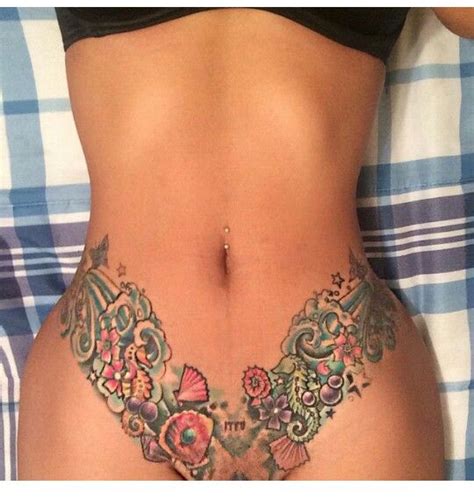 Pelvic Tattoo Placement Crotch Tattoos Waist Tattoos Belly Tattoos Flower Thigh Tattoos Vine