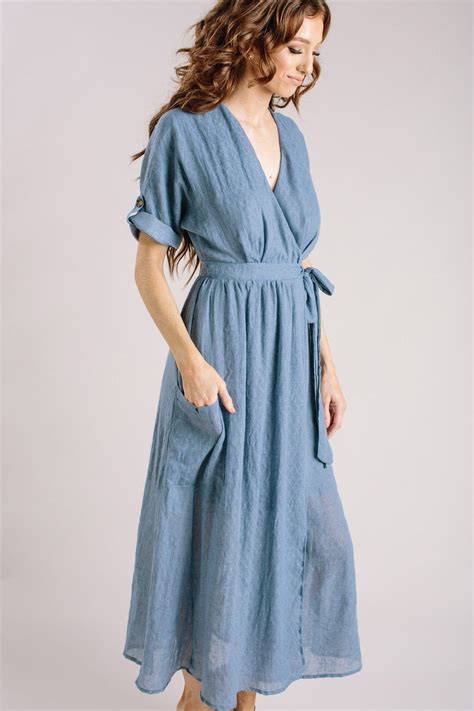 Shop The Karla Dusty Blue Wrap Midi Dress Boutique Clothing Featuring