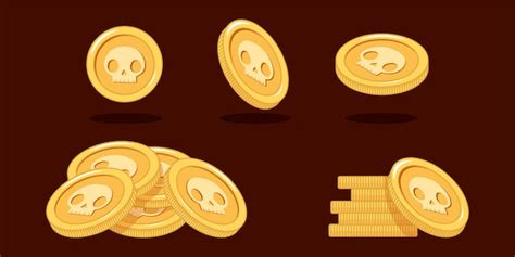 Conjunto De Monedas De Oro En Diferentes Posiciones Vector Premium