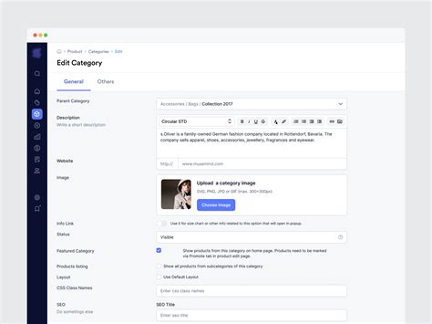 Ecommerce Web App - Edit Product Category Details by Musemind SaaS for