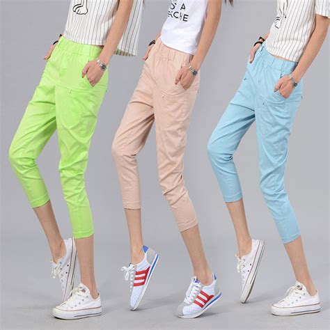 Cropped Pants Thin E Women S Summer Loose Casual Pants Elastic Waist