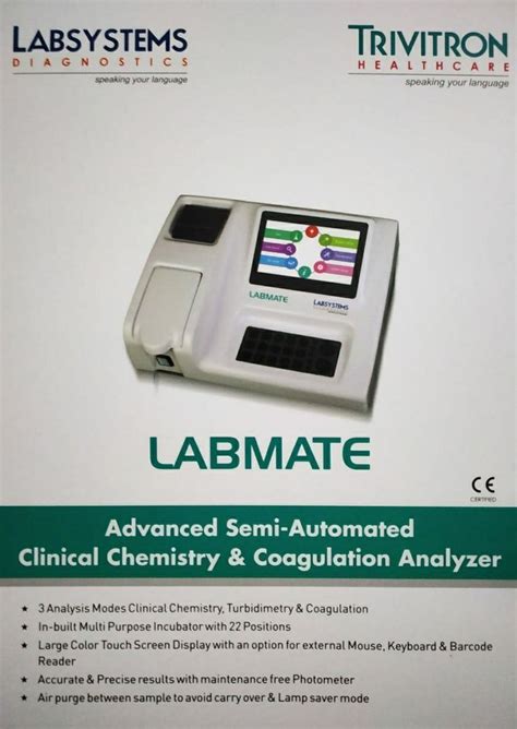 Trivitron Semi Auto Biochemistry Analyser Assays Clinical Chemistry