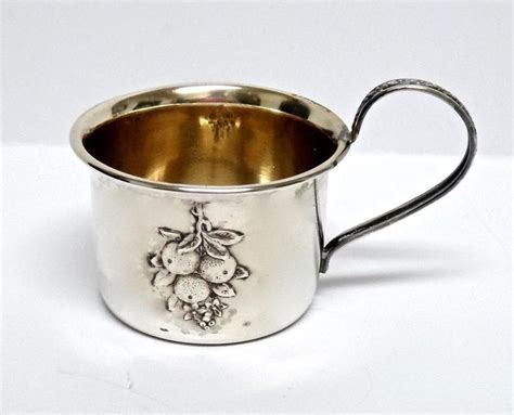 Webster Sterling Silver Baby Cup Fruit Motif Gold Wash Interior