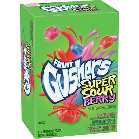 Gushers Super Sour Berry Fruit Flavored Snacks 8 Count