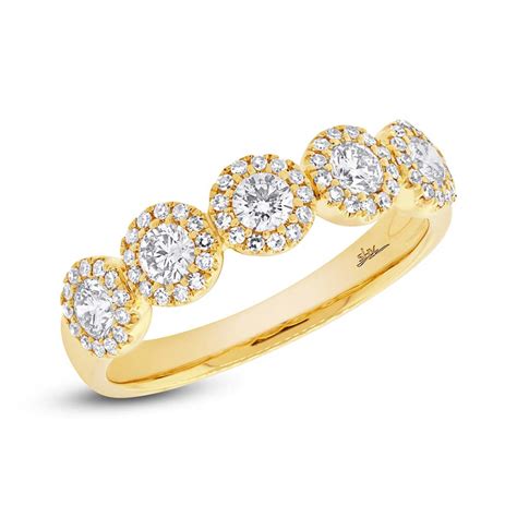 14K Yellow Gold Five Diamond Halo Band – Maurice's Jewelers