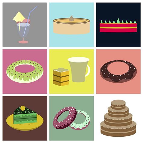 Set Icons In Flat Design Cakes Desserts Vector Ai Eps Uidownload