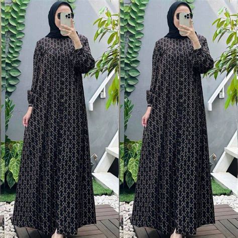 Jual Atiya Dress Gamis Rayon Kombinasi Gamis Rayon Motif Salurg