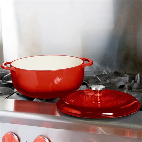 Lodge Ec7d43 7 5 Qt Island Spice Red Enameled Cast Iron Dutch Oven