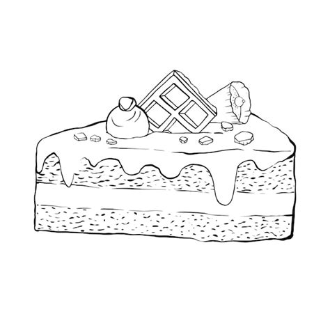 Premium Vector Outline Piece Of Chocolate Cake Illustration Isolated