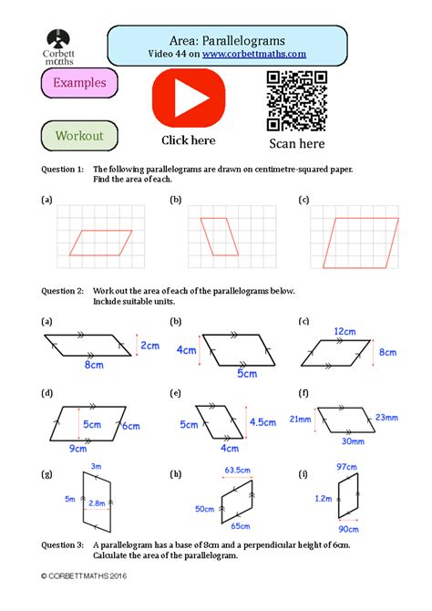 Area Of A Parallelogram Area Parallelograms Video 44 On