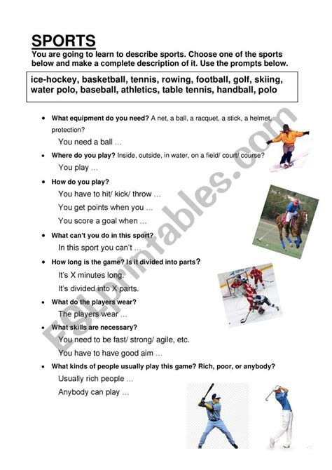 Sports Esl Worksheet By Bill