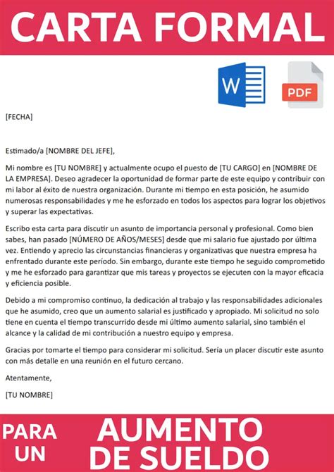 Carta Formal Para Aumento De Sueldo Descarga Ejemplos