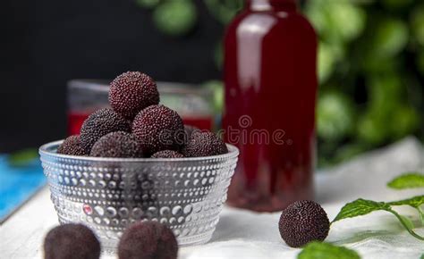 Fresh Red Bayberry And Red Bayberry Juice Stock Image Image Of Juice