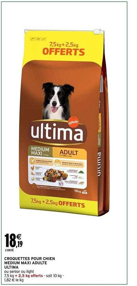 Promo Croquettes pour chien medium maxi adulte ultima chez Intermarché