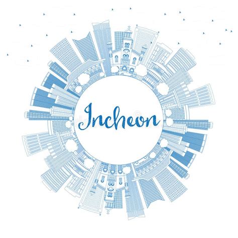 Outline Incheon South Korea City Skyline with Modern Buildings Isolated ...