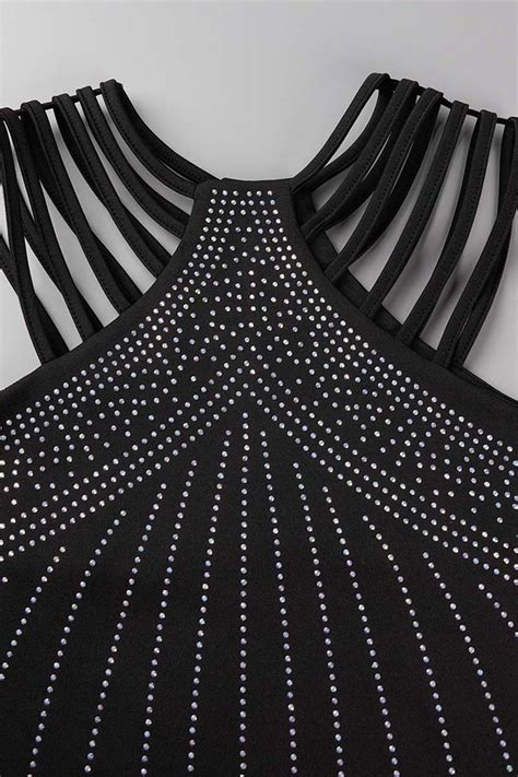 Wholesale Blue Sexy Patchwork Hot Drilling Hollowed Out Slit O Neck