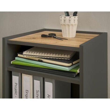 Büromöbel Set anthrazit mit Eiche CRISP 61 modern 2 teilig mit Schreibtisch