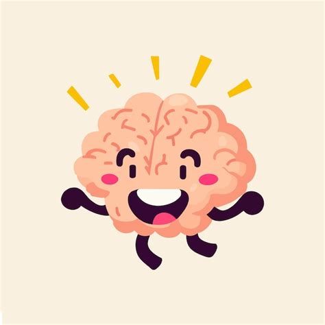 Personaje De Dibujos Animados Cerebro Alegre Con Cara Feliz Vector