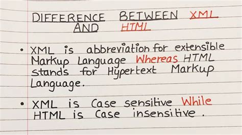 Difference Between Xml And Html Html Vs Xml Youtube