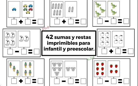 Sumas Y Restas Imprimibles Para Infantil Preescolar