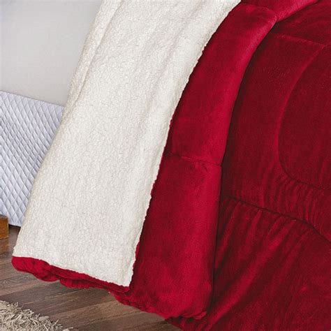 Coberdrom Apollo King Sherpa Pele Carneiro Flannel Vermelho No Shoptime