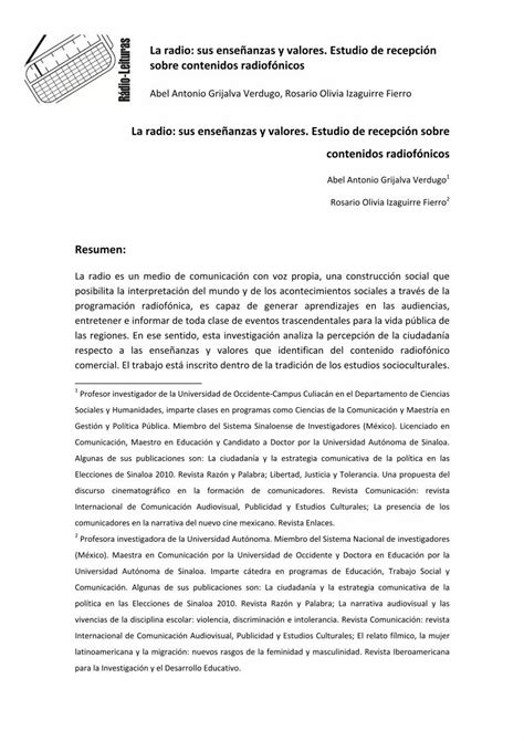 PDF La radio sus enseñanzas y valores de recepción sobre PDF