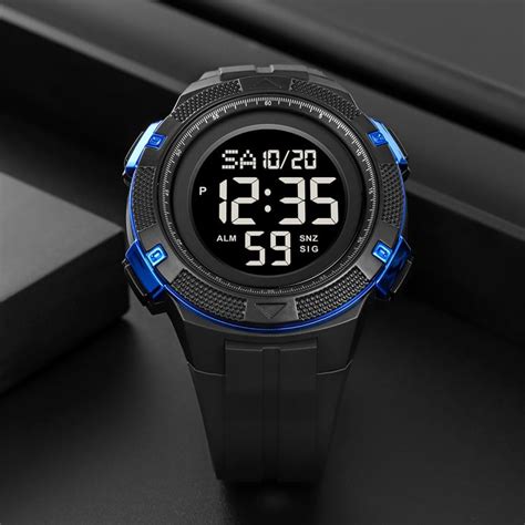 Skmei Bkbu Men Black Digital Dial Black Polyurethane Strap