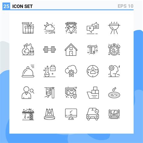Universal Icon Symbols Group of 25 Modern Lines of messaging connection